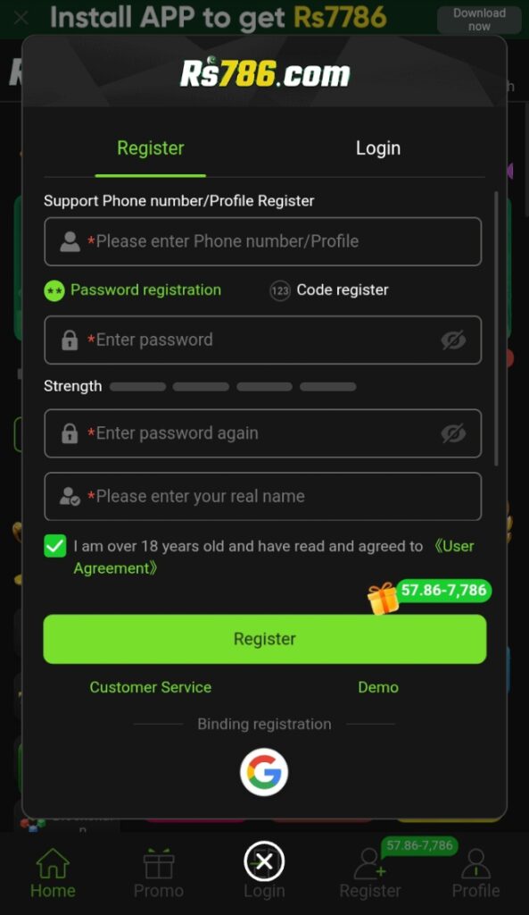 Rs786 Game Register